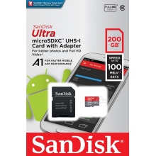 SANDISK 200G ULTRA microSD 100MB/S UHS-I C10 A1 記憶卡 200GB 紅灰